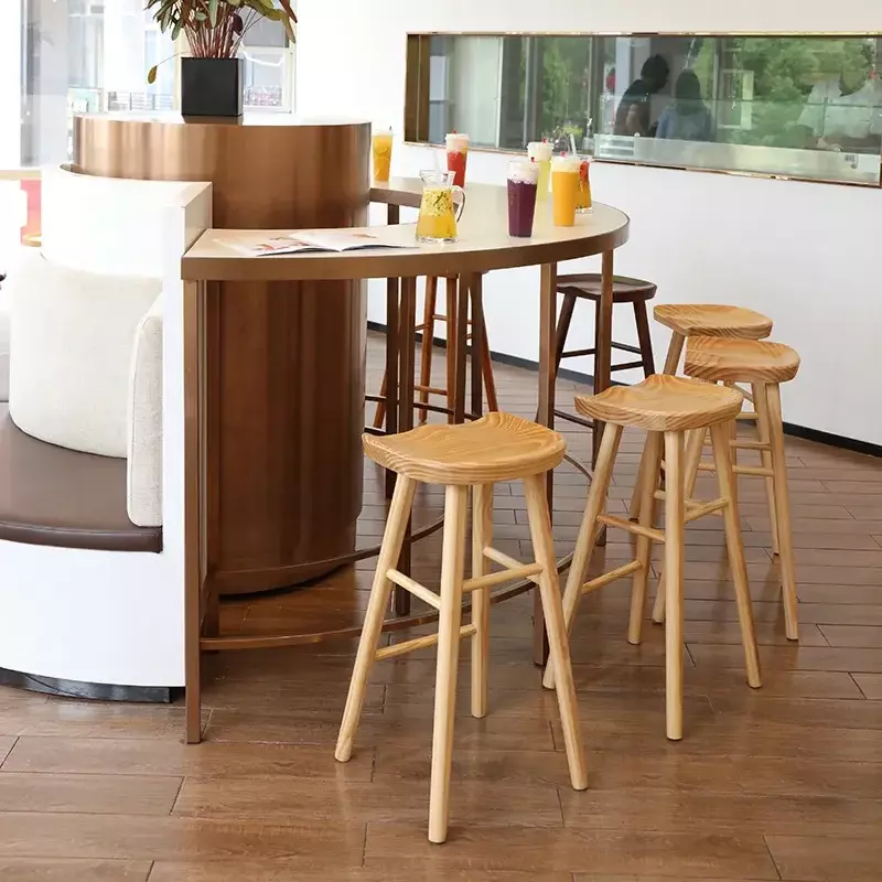 Custom Solid Wood Home Chair High Stool Modern Minimalist Bar Chair Stool Nordic Bar Stool Bar Chair