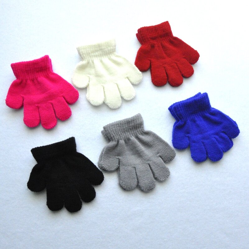 1-3Y guanti caldi lavorati a maglia invernali per bambini per ragazzi e ragazze studenti nuovi guanti per maglieria in tinta unita guanti da sci per ciclismo all'aperto