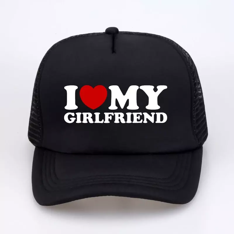 Divertente I Love Heart My Girlfriend hat Cotton Streetwear pop summer visor berretto da Baseball cappello da camionista traspirante in rete regolabile