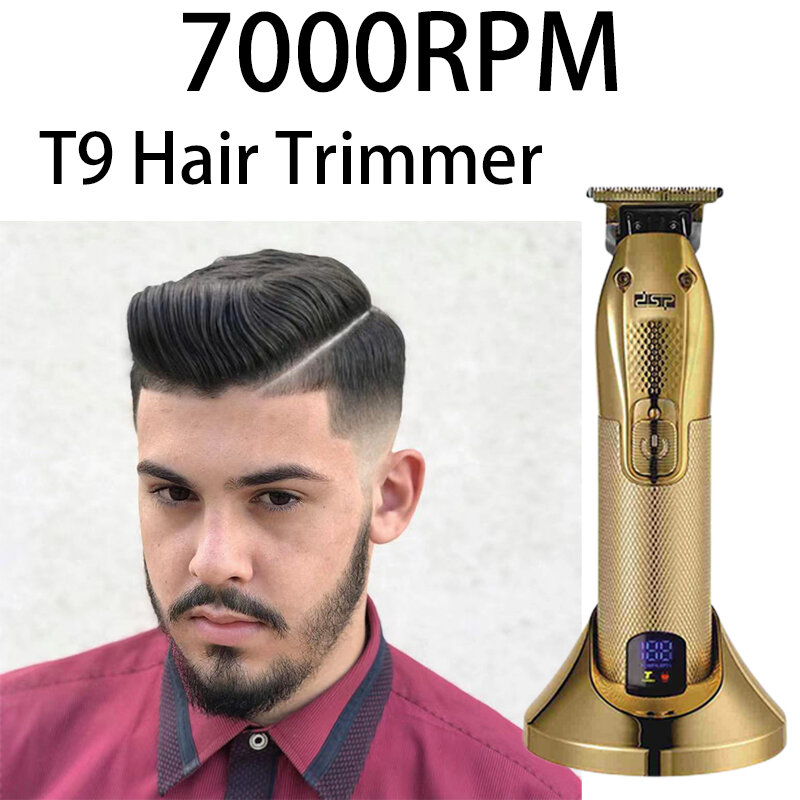 Cortadora de pelo eléctrica profesional T9 para hombre, afeitadora de barbero con USB, 0mm, 2023