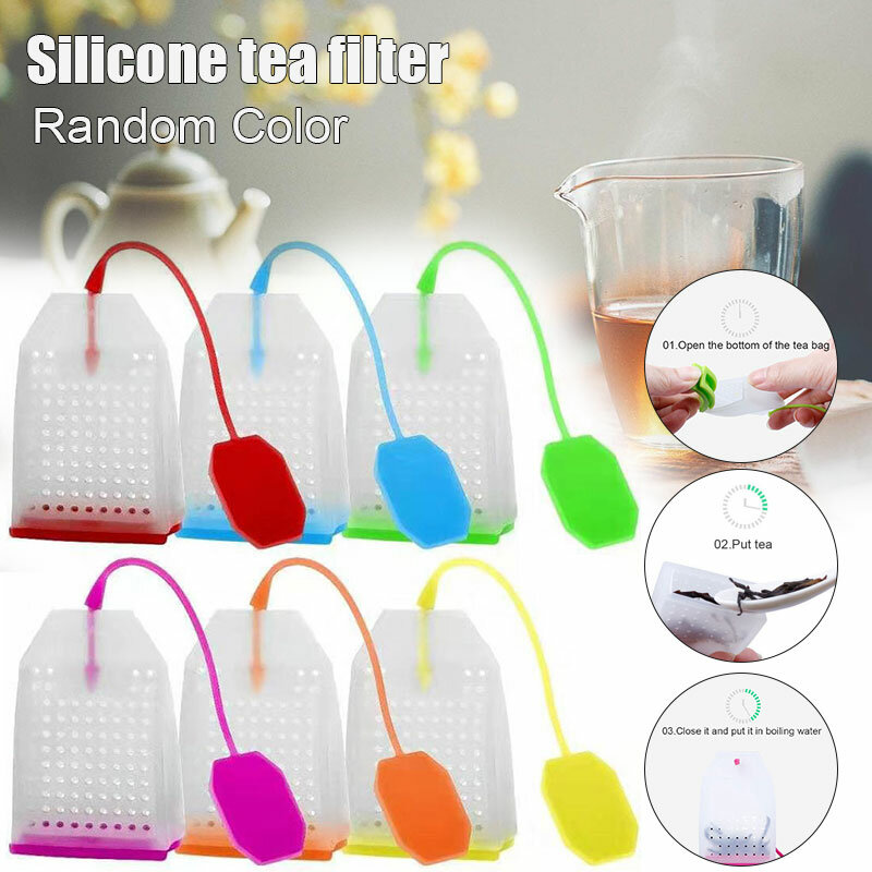 Colador de té de silicona de 4 piezas, Infusor de bolsa de té, accesorio reutilizable de cocina, duradero, 4 piezas