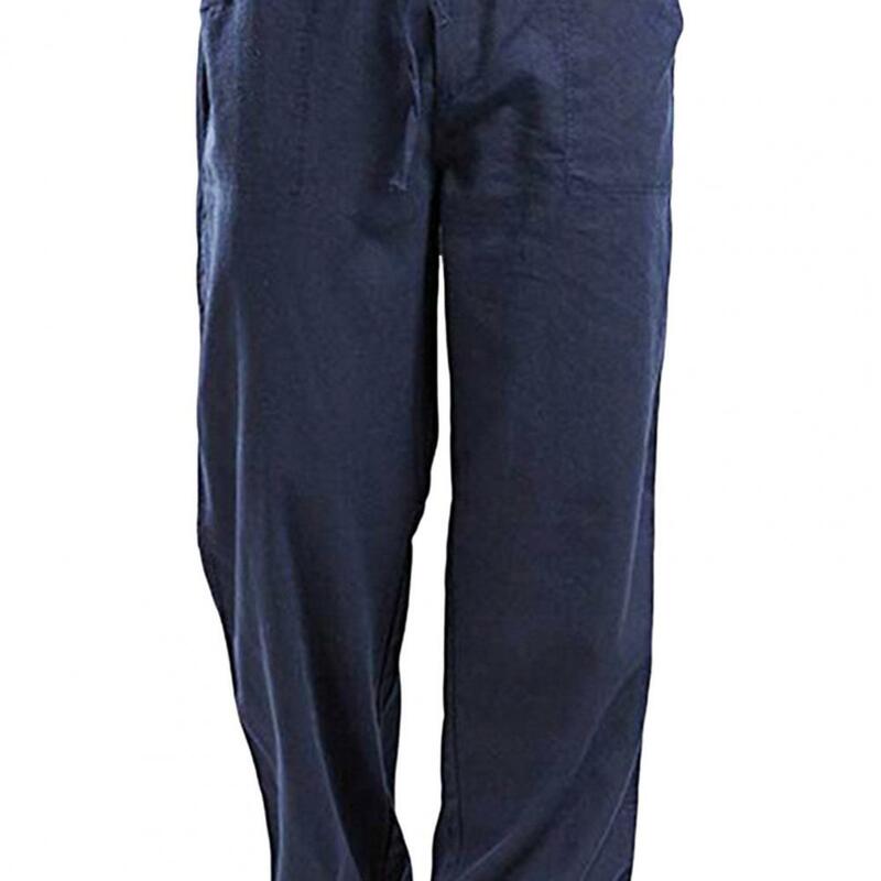 Męskie spodnie spodnie elastyczny sznurek do ściągania talii męskie spodnie dresowe z elastycznym pasem z szerokimi nogawkami z boczne kieszenie na siłownię na wiosnę