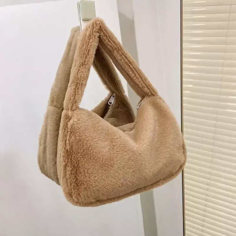 SLL08 Новая модная женская сумка через плечо, однотонная мягкая плюшевая сумка, пушистая Сумка-тоут, кошелек для осени