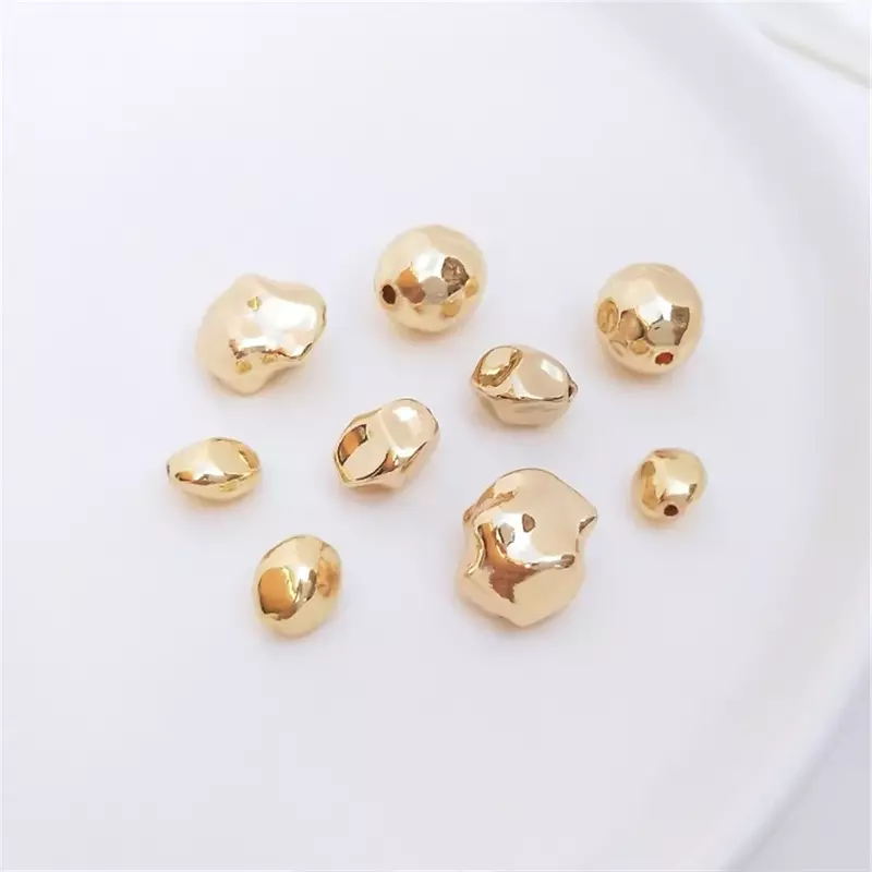 14K Gold Plated Stone loose beads irregular shaped beads handmade diy bracelet earrings first jewelry with beads