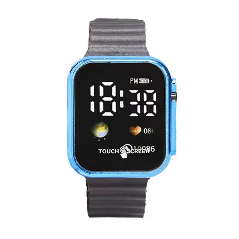 New Cool Plating LED Square Electronic Watch Fashion Outdoor Touch Student Couple Kids Watch