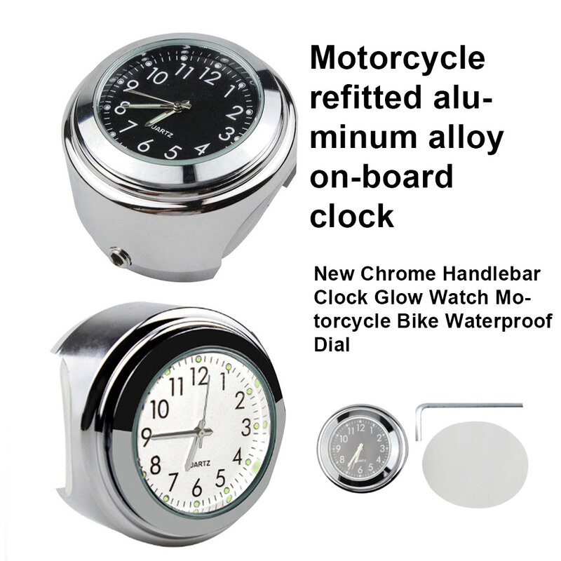 Motorbike Handlebar Clock Luminous Watch Bicycles Mount Waterproof Dial