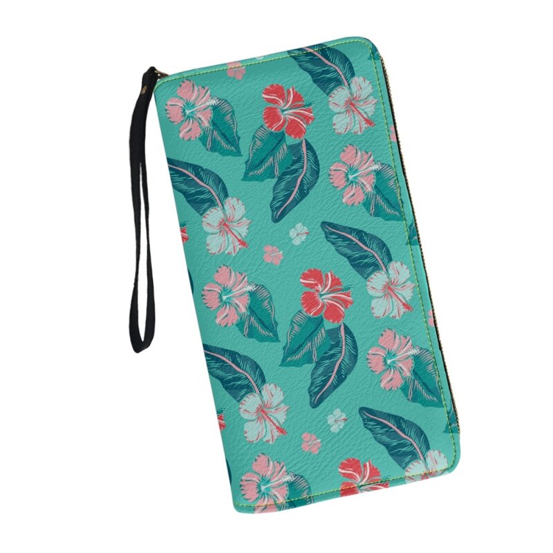 Hawaiian Hibiscus Designer Luxury Clutch Bags Portable Wristband Long Wallet Travel Commuting Elegant Coin Purse Card Holder New