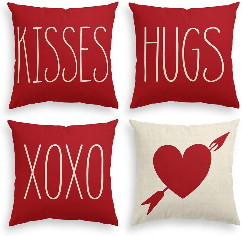 4 pezzi san valentino copriletto copriletto baci vacanze abbracci XOXO amore cuore freccia anniversario cuscino matrimonio decorazione