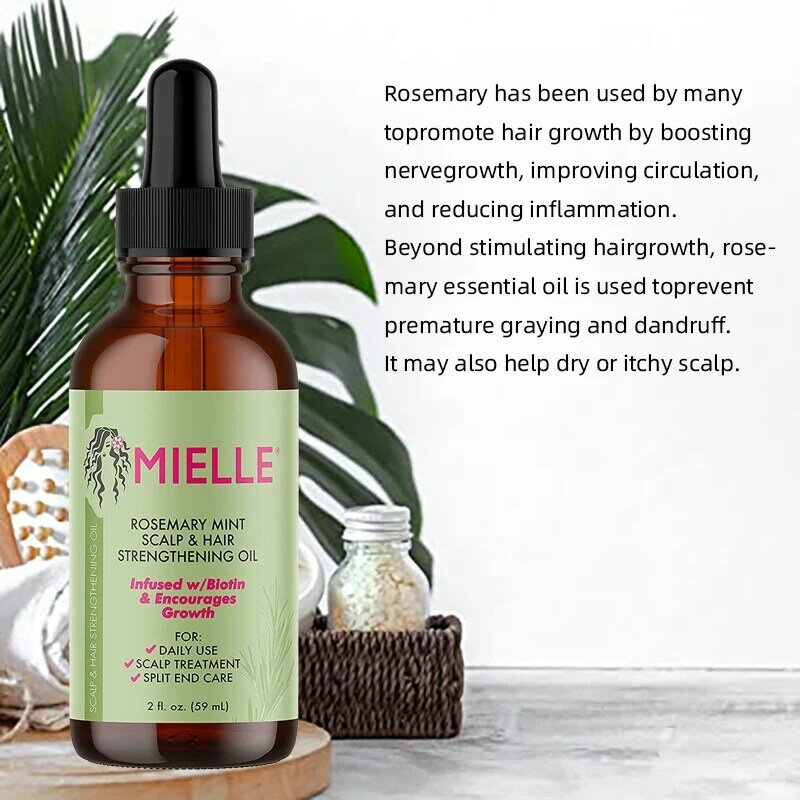 Haarpflege ätherisches Öl Rosmarin Minze Haars tärkungs öl pflegende Behandlung für Spliss und trockenes mielle organisches Haar