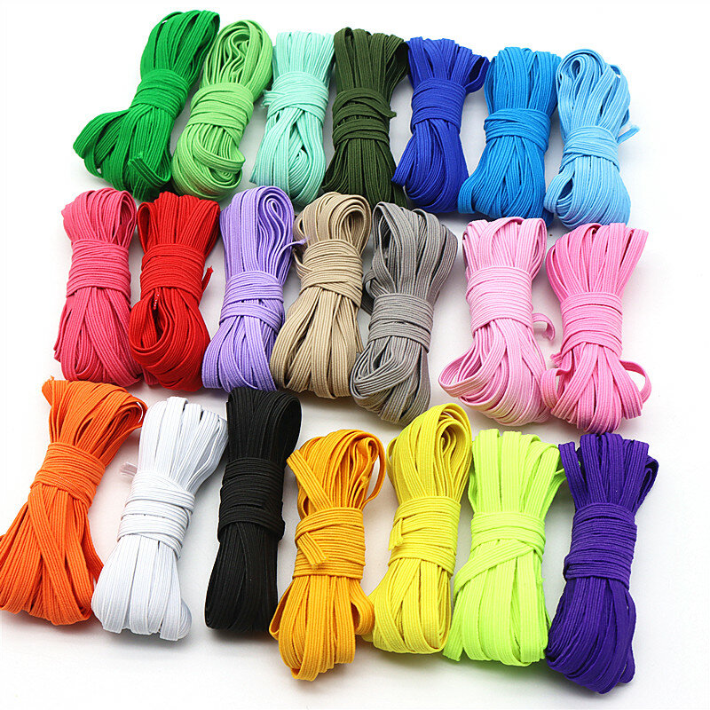 5m 10m 20m 40m 90m Elastic Elastic Band 6mm Color Sewing Household Rubber Band Elastic Band Garment Sewing Accessories