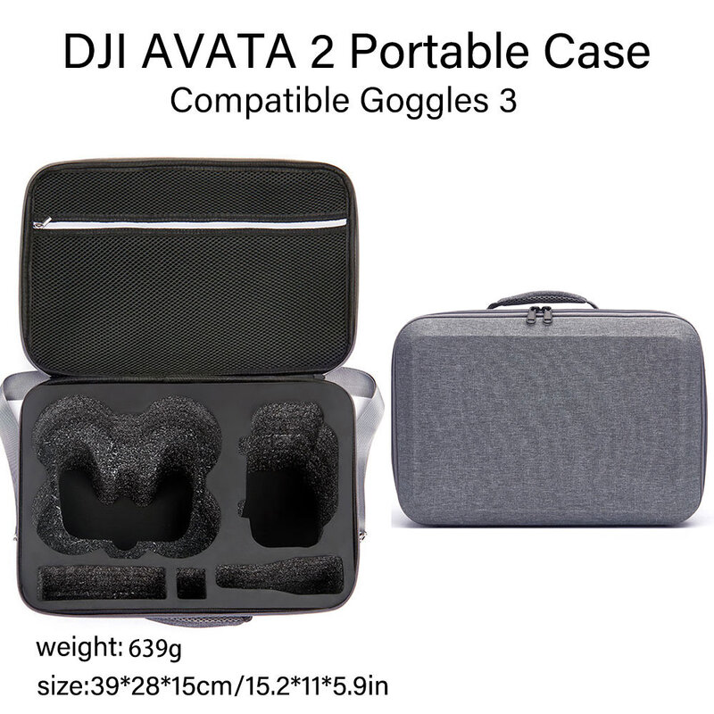 For DJI Avata 2 Body Portable Storage Bag Drone Goggles 3 Nylon Handbag Waterproof Carrying Case Shoulder Box Hard Cover