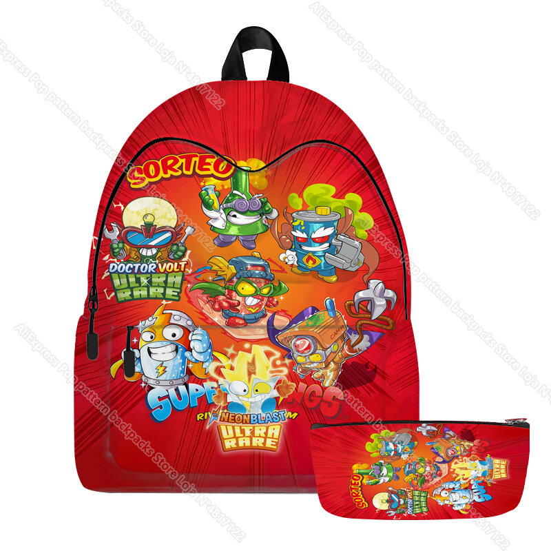 Superthings 8 Kazoom Students Schoolbag with Pencil Case Children Boys Girls Cartoon Anime Kids Teens Backpack