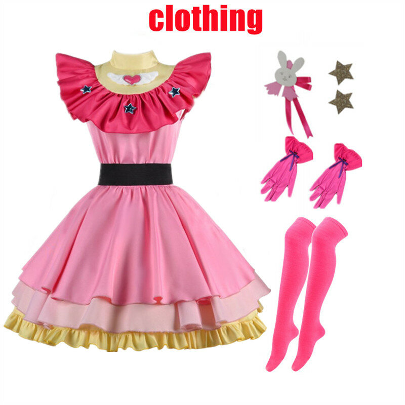 애니메이션 오시노 아이 호시노 아이 코스프레 의상 드레스, 로리타 스커트, 분홍색 유니폼, 토끼 머리핀, 할로윈 카니발 파티 의상