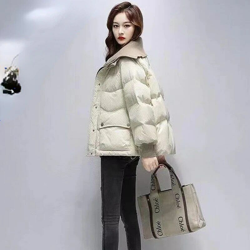 Winter New Style Female Turn-down Collar White Duck Down Jacket Woman Keep Warm    Coat Outerwear Tops ClothesG693