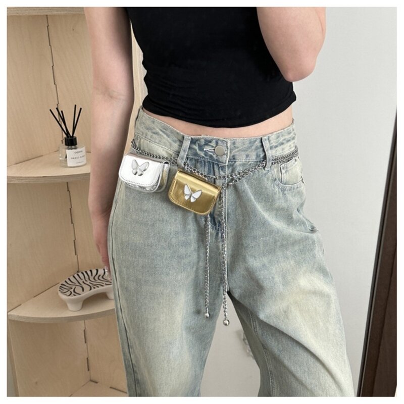 ผู้หญิงโซ่Crossbodyกระเป๋าสะพายกระเป๋าเหรียญขนาดเล็กผีเสื้อหนังPUมินิกระเป๋าลิปสติกหูฟังสำหรับทุกวัน