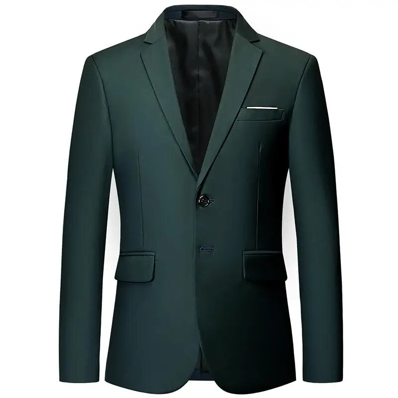 Blazer de manga comprida masculino, jaqueta formal, roupa de escritório, casamento, coreano, 2