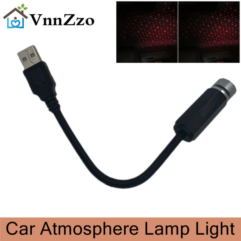 Mini luces LED de noche ajustables para decoración de techo de coche, proyección Starlight USB, luz de ambiente láser para techo Interior de coche, 1 ud.