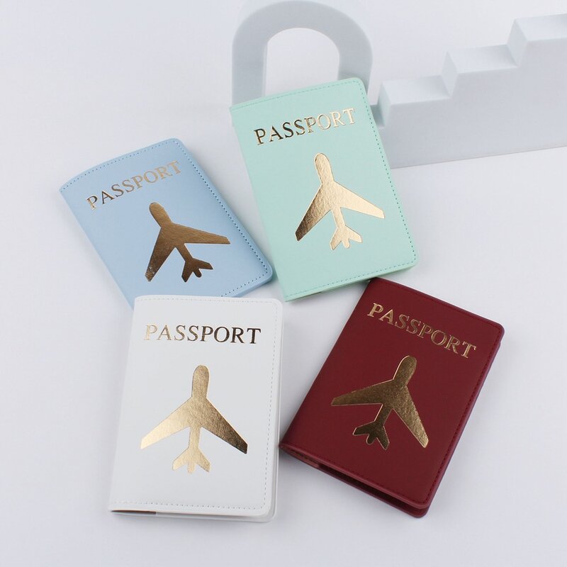 ชุดซองใส่หนังสือเดินทางสำหรับเดินทางคู่มีตัวอักษรปกหนังสือเดินทางเครื่องบินแสตมป์ร้อนป้ายกระเป๋าใหม่