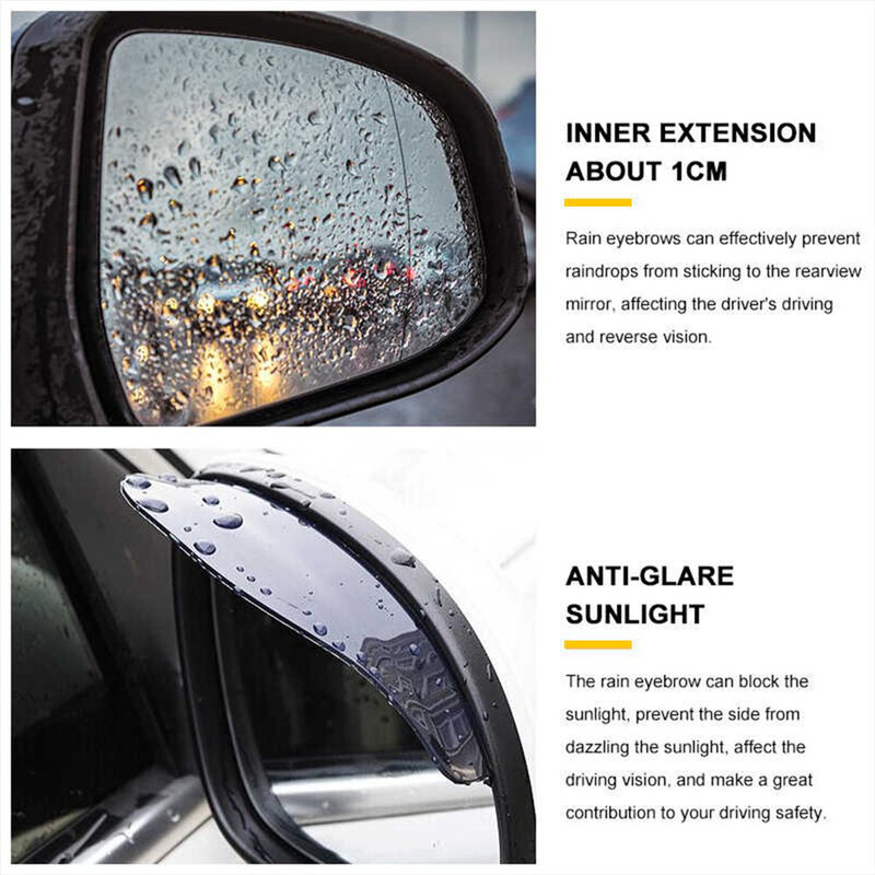 Rear View Side Mirror Rain Board, Guarda Sobrancelha, Acessórios Exterior do Carro, Car Styling, Safety Cover Trim, 2 pcs