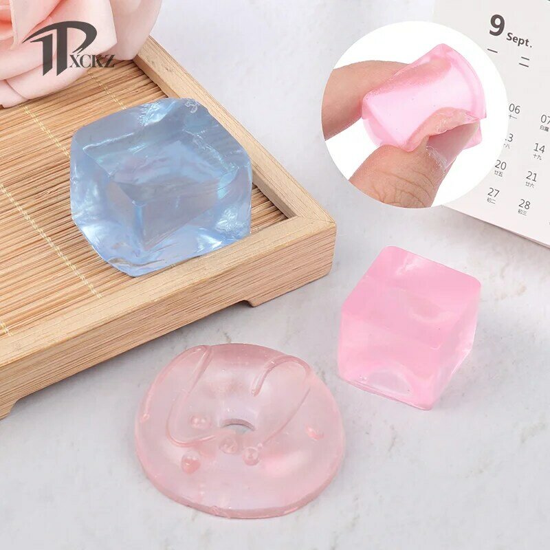 Ice Block Stress Ball Toy Squeeze Toy Mini Slow Rising Toys Kawaii Transparent Cube Stress Relief Squeeze Toy