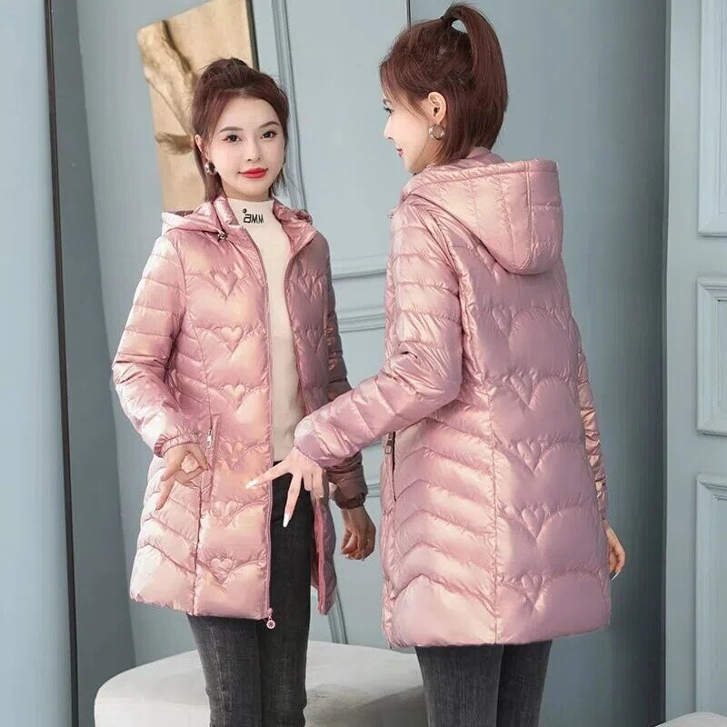 Down Cotton Jacket Women 6XL 2022 Winter New Korean Slim Light Thin Casual Padded Coat Female Large Size Long Hooded Warm Parkas