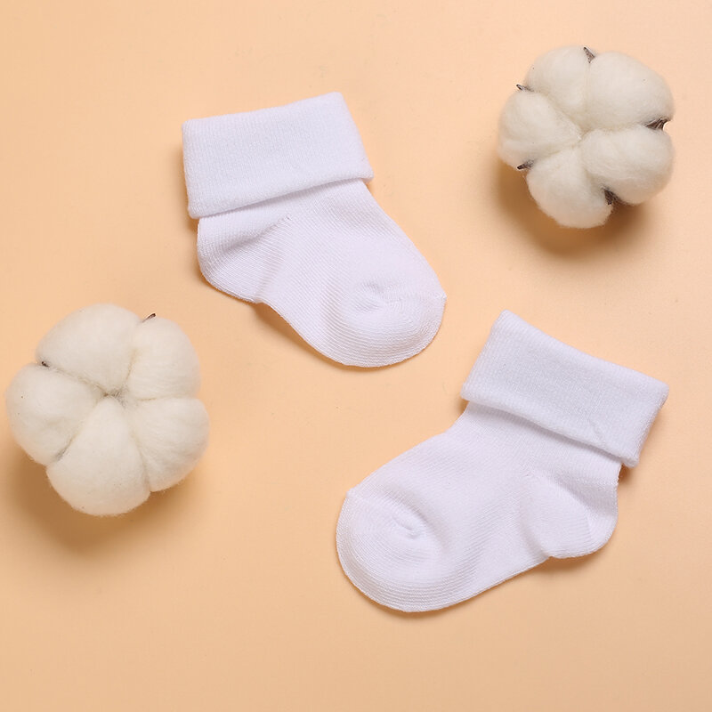 4 Pairs White Baptism Lovely Cotton Baby Socks 0-1 Year Old Newborn Baby Boys And Girls Socks