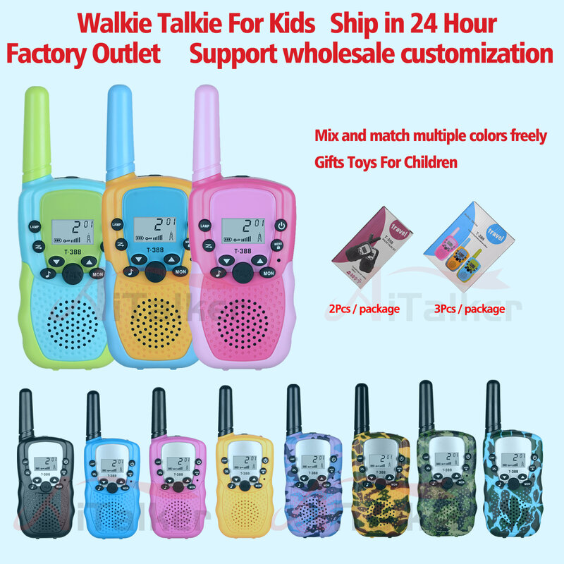 Rt388 chatgpt 2/3 pçs receptor de rádio das crianças walkie talkie crianças presente aniversário criança brinquedos para meninos meninas baofeng t3 888s uv5r