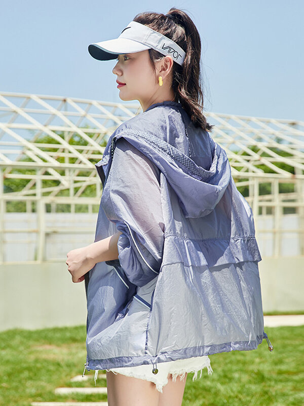 Женское повседневное солнцезащитное пальто BZVW с капюшоном и длинным рукавом, однотонные легкие дышащие топы, Новинка лета 2024, одежда 25Z4132