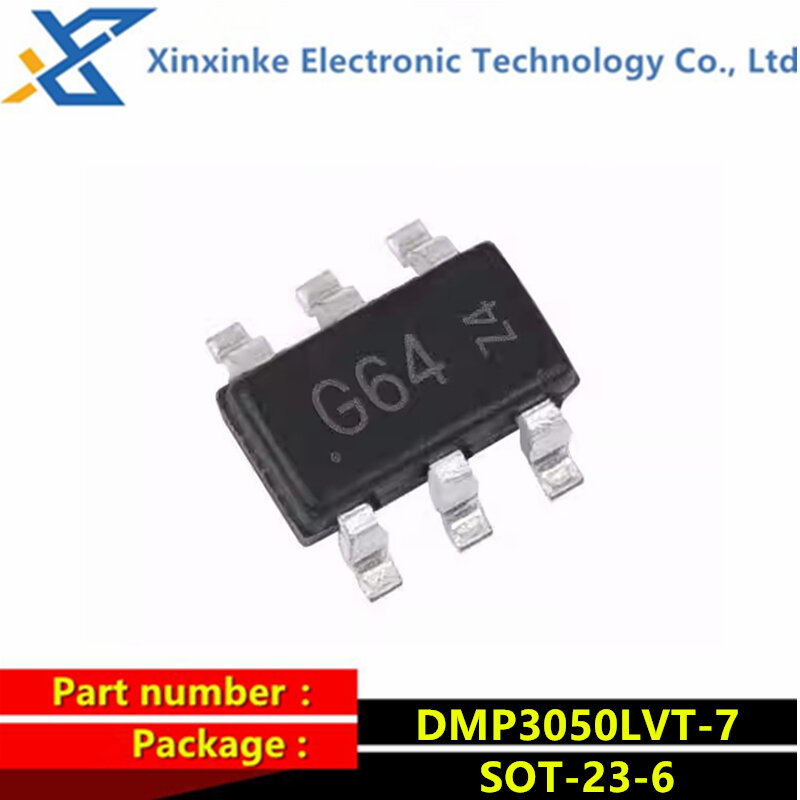 Marcação do P-canal DMP3050LVT-7 DMP3050: G64 SOT-23-6, 30V 4.5A, 5 PCes