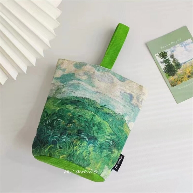New Literary Handbag With Retro Oil Painting Women Fashion Versatile Out-Of-Town Niche Canvas Bucket Bag Shoulder Bags Wholesale