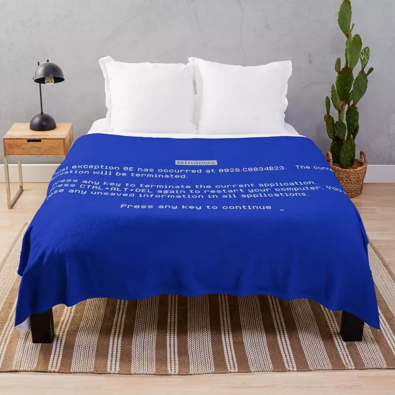 Blue Screen of Death (BSOD) selimut lempar mewah berbulu untuk sofa dekoratif sofa selimut