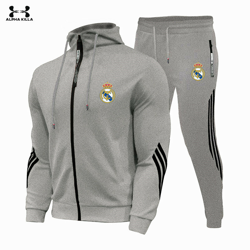 2024 Hot fashion casual sportswear set, men's hoodie and pants two-piece set, zippered hooded sportswear and sports pants men's
