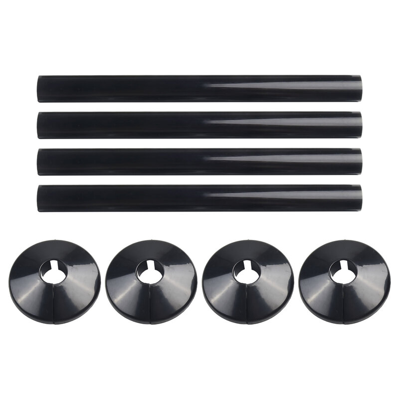 4 Set Pipes Radiator Pipe Covers Sleeve 15mm Collars Cut Fit Bathroom Chrome Black Plastic Decorative Covers Faucet Accessories