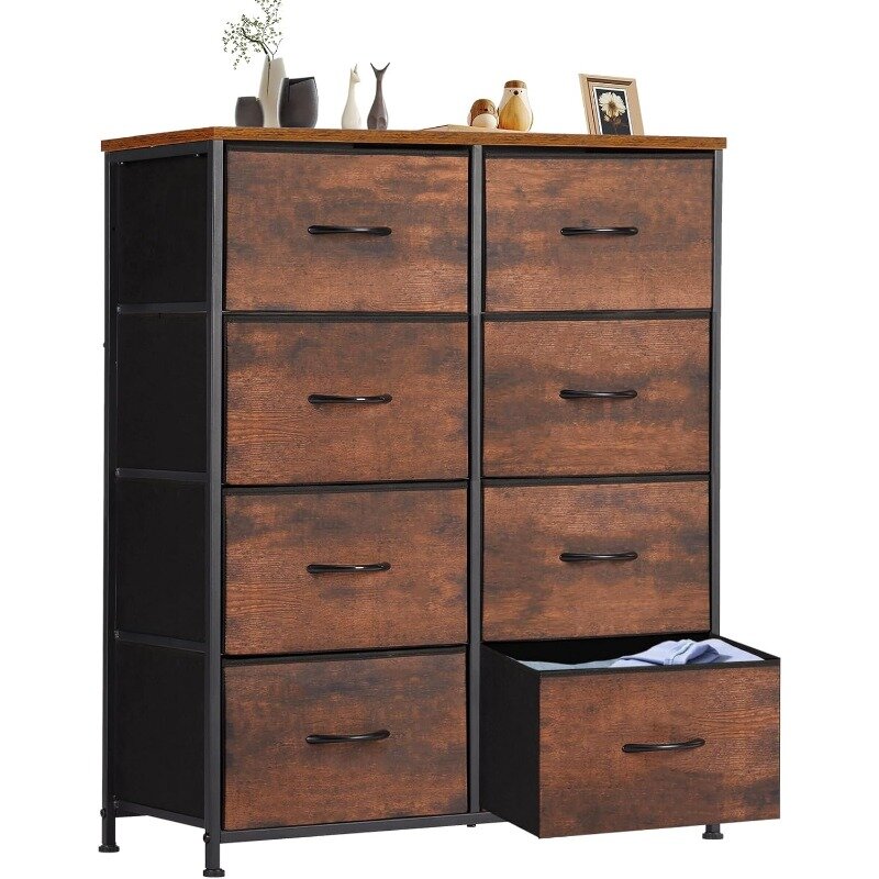 Dresser, Dresser for Bedroom, Storage Drawers, TV Stand Fabric Storage Tower with 8 Drawers, Chest of Drawers