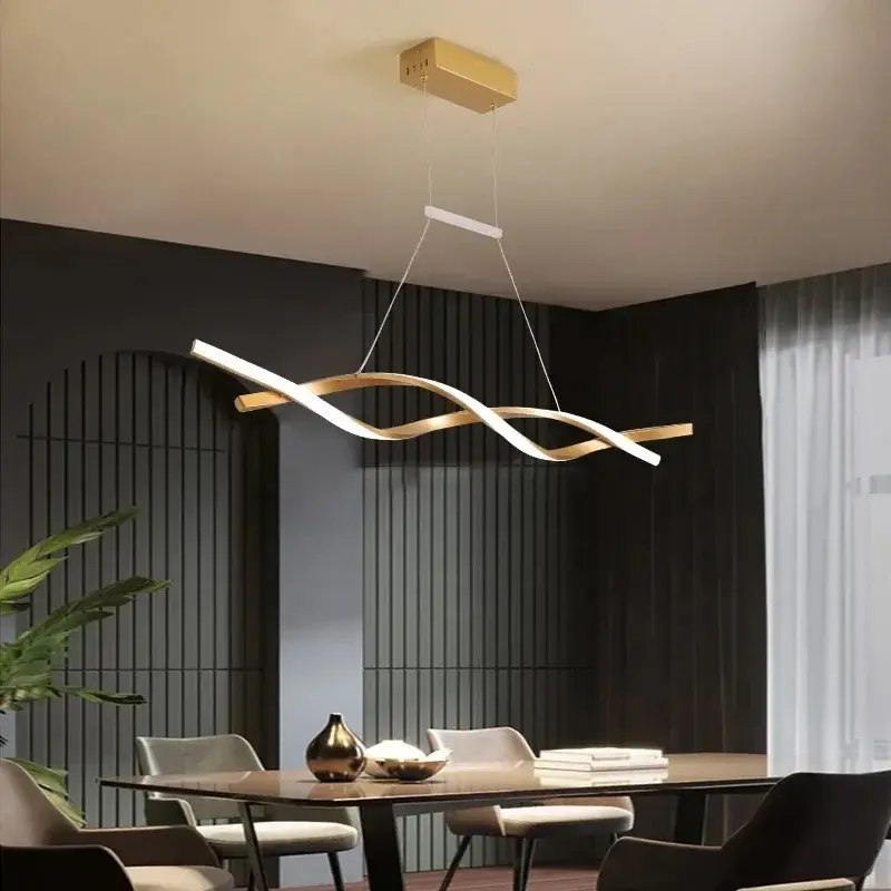 Lampu gantung Led putar Modern dapat redup, untuk meja dapur meja makan ruang makan lampu gantung kantor perlengkapan pencahayaan
