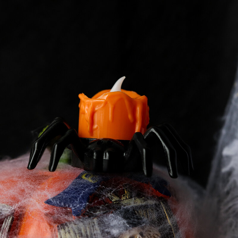 LED Halloween Candle Lights Portable Pumpkin Spider Flameless Light Candle Lamp For Home Bar Halloween Party Decor Supplies