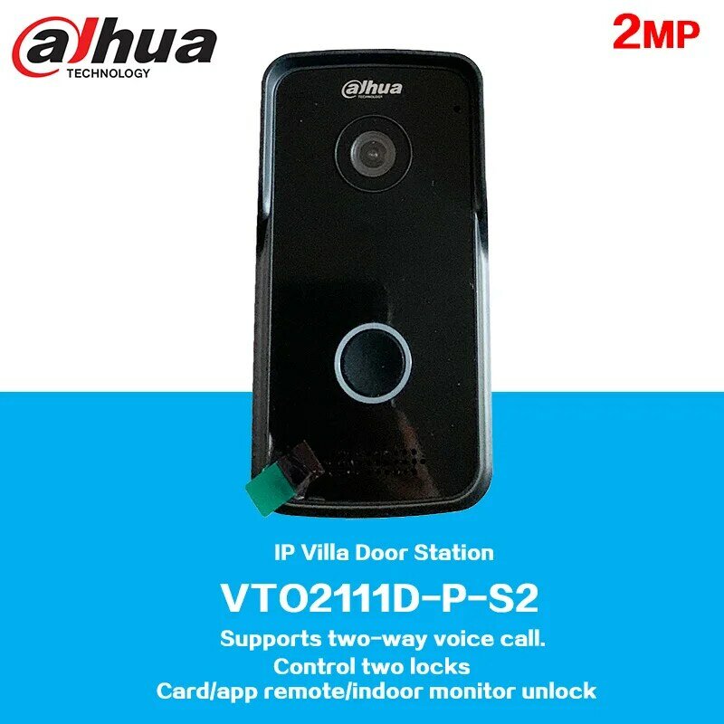Dahua-estación de Puerta de Villa IP VTO2111D-P-S2, tarjeta de soporte, aplicación remota, desbloqueo de Monitor interior