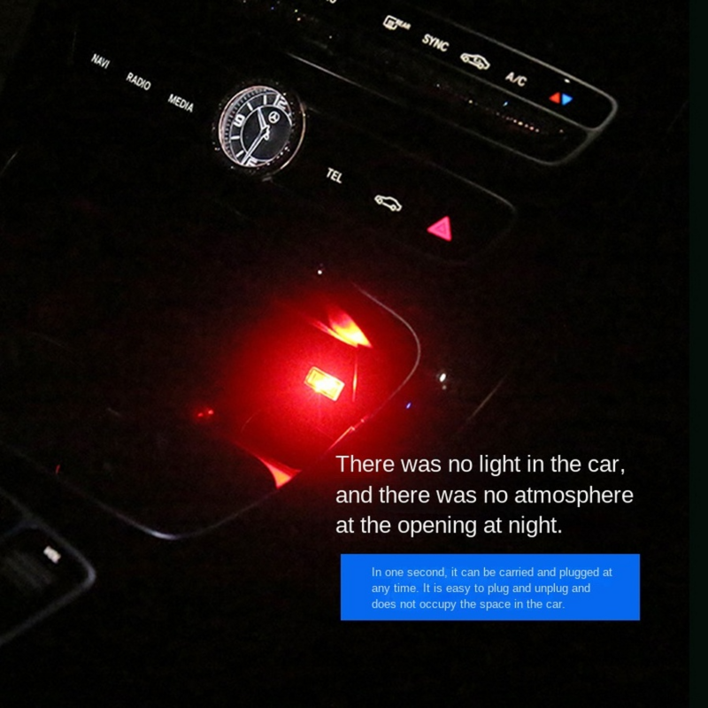 Mini USB LED Night Light, Modelagem Carro Luz Ambiente, Neon Luz Interior, Jóias carro, 5 Tipos de Cores
