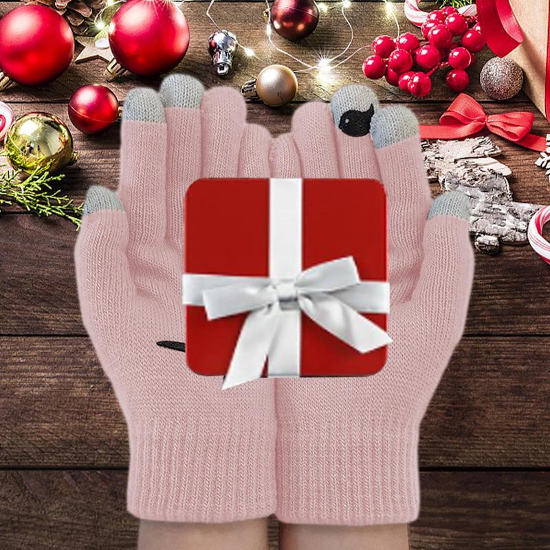 Damskie zimowe ciepłe rękawiczki na pięć palców rękawiczki dla zimna pogoda słodki kociak nadruk z ptakiem rękawiczki rękawiczki jesienne i zimowe rękawice ogrodowe