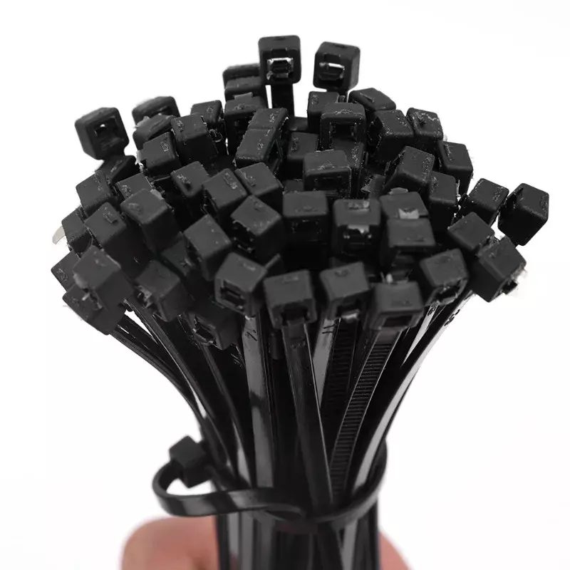 Самоблокирующиеся пластиковые нейлоновые Галстуки 100 шт./упаковка, черные, белые застежки-молнии, набор нейлоновых кабельных стяжек, Крепежное кольцо, петля, обмотка проводов