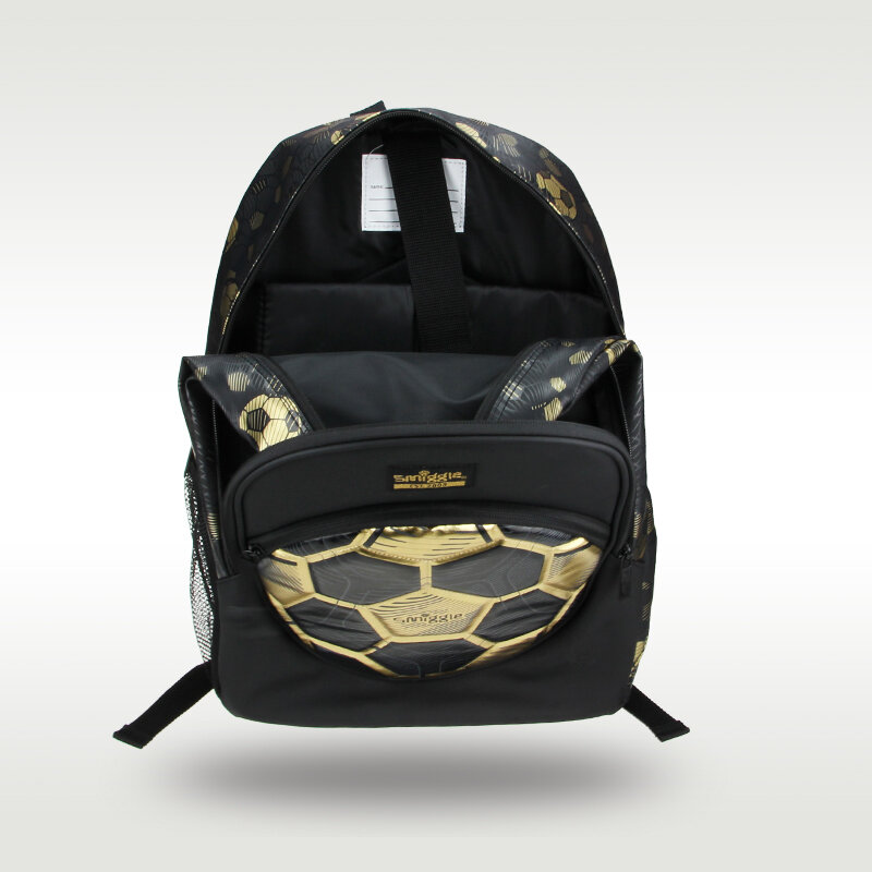Australia Smiggle Original Children's Schoolbag Boys Backpack Golden Football Waterproof PU Bags 16 Inches 7-12 Years Old