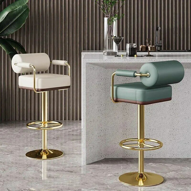 Adjustable Barstool Bar Chair Leather Kitchen Island Metal High Bar Stool Luxury Minimalist Cadeira Ergonomica Home Furniture