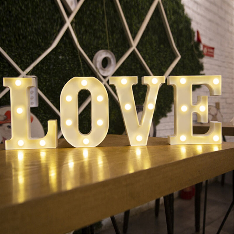 Luces LED de Noche del alfabeto, lámpara luminosa con letras y números, 16cm, para decoración del hogar, boda, cumpleaños, fiesta de navidad