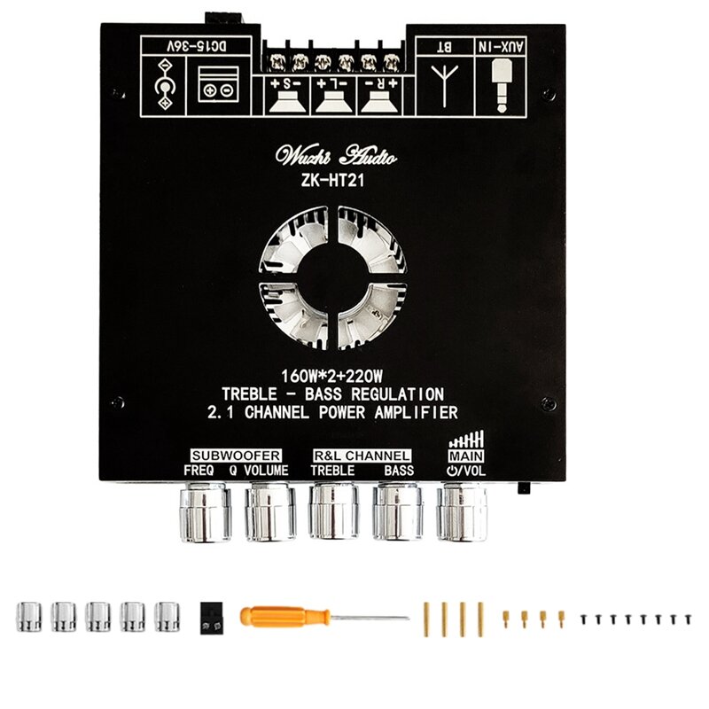 Placa do Amplificador do Receptor de Áudio Peças, Oradores DIY, Bluetooth, 160Wx2 + 220W Subwoofer, 2.1 Canais, TDA7498E