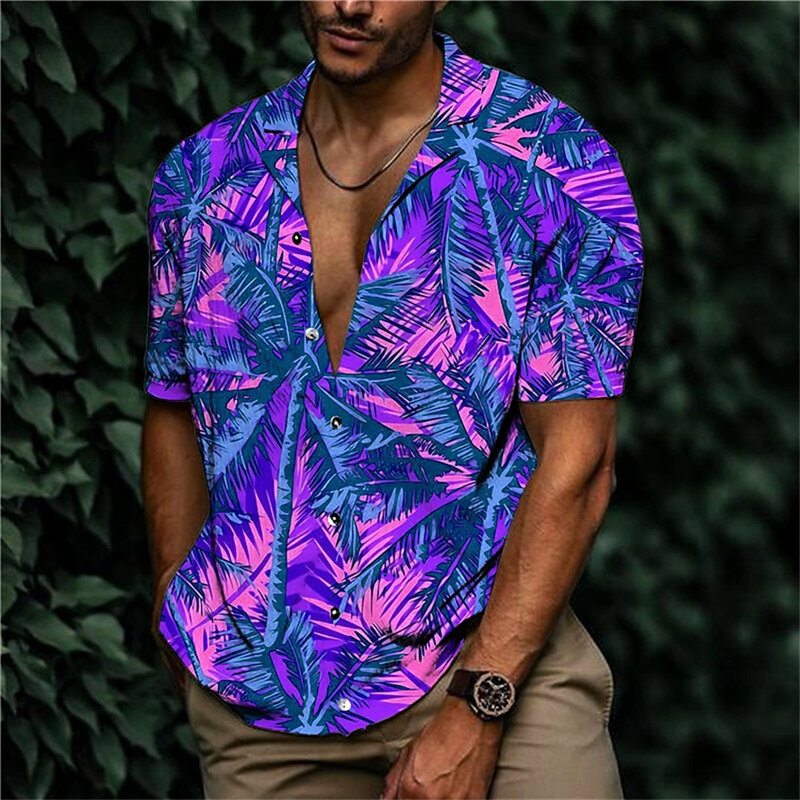 قميص رجالي شاطئ هاواي ، طباعة النباتات ثلاثية الأبعاد ، زهرة ، حيوان ، رافعة ، حجم كبير ، الصيف ، 5XL ، 2023