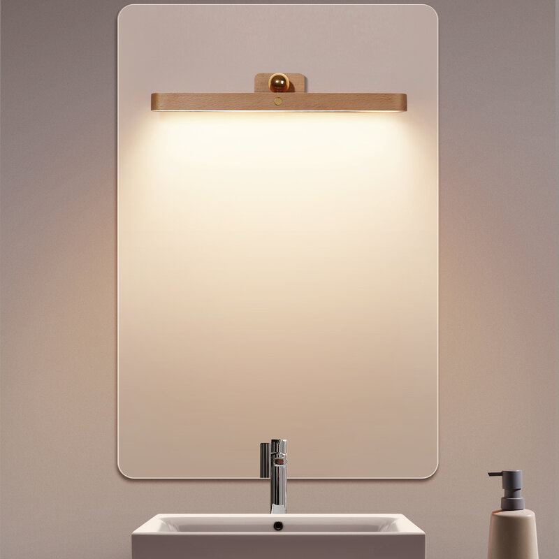 Беспроводной зеркальный светильник Log, лампа для прикроватного столика с магнитным креплением, без пробивки отверстий, без проводки, настенная лампа