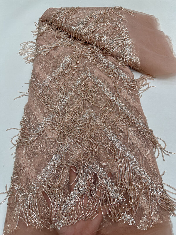 Новейшая африканская 3D кружевная кисточка, нигерийская ткань, высокое качество, вышивка бисером, французские блестки, Тюлевое кружево для свадебного платья