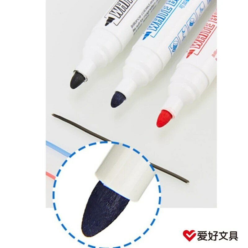 Белая доска, сухая салфетка, разноцветные искусственные ручки, тонкий наконечник, ручка для белой доски