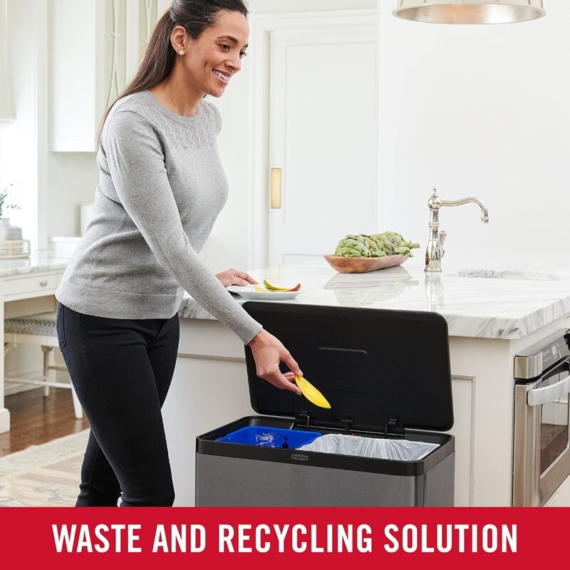 Tempat Sampah praktis untuk rumah, limbah dapur dan daur ulang, 15.9 galon,