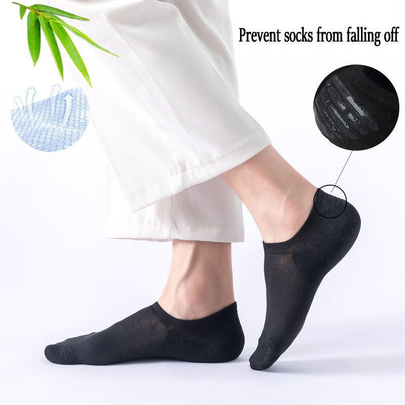 10Pair Men's Bamboo Fiber Socks Summer High Quality Cool Thin Short Sock Harajuku Solid Color Men Women Invisible Sock New Brand